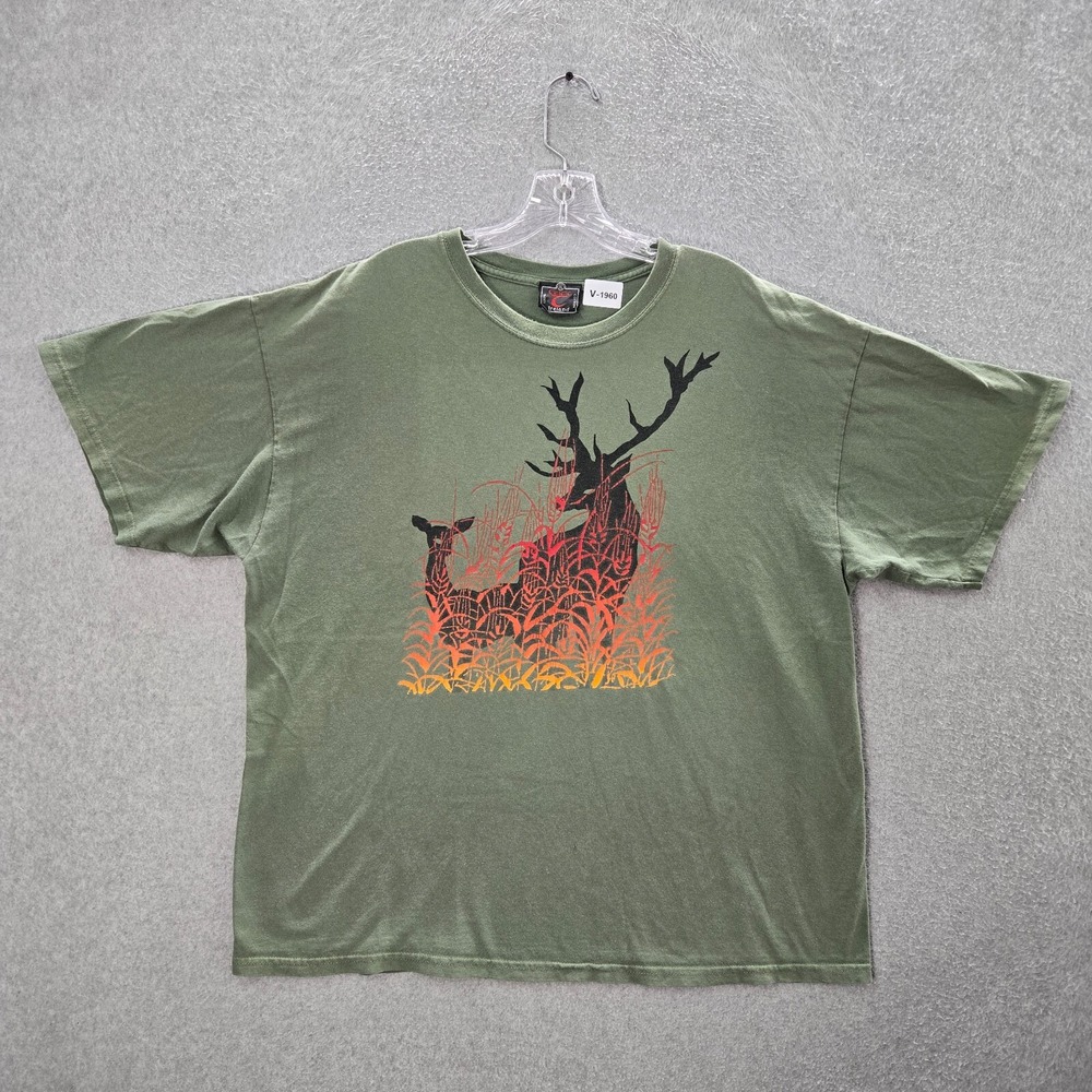 VINTAGE Wild Deers Men Shirt XL‎ Green Logo Graphic Celtic Ireland 90s Tee